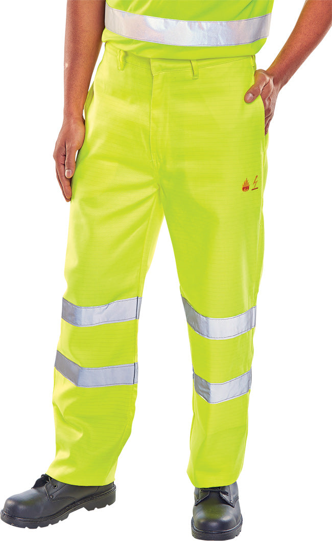 Beeswift Tesla Fire Retardant Hi-Vis Anti-Static Trousers