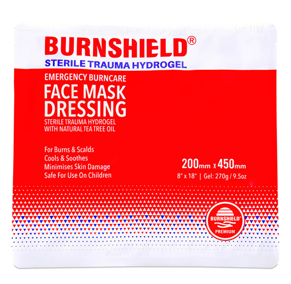 Burnshield Sterile Trauma Hydrogel Face Mask Precut 200MM x 450mm