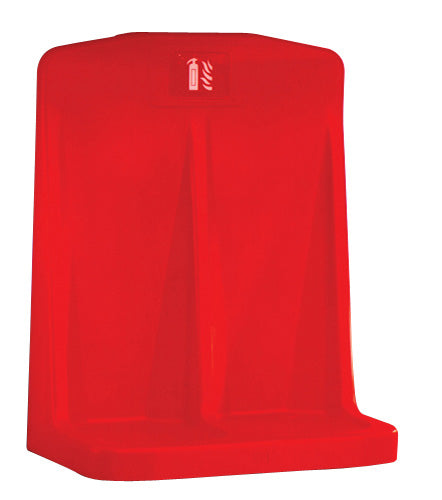 RED DOUBLE FIRE EXTINGUISHER STAND C/W RECESSED BASE