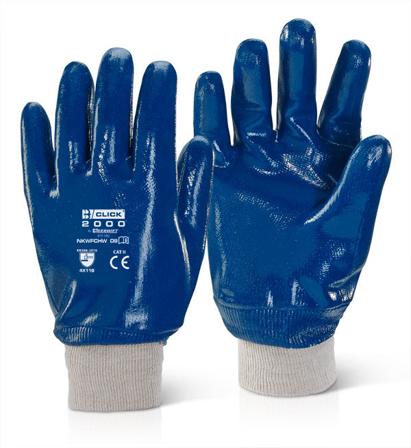 Beeswift Nitrile Knitted Wrist Fully Coated Heavy Weight Gloves