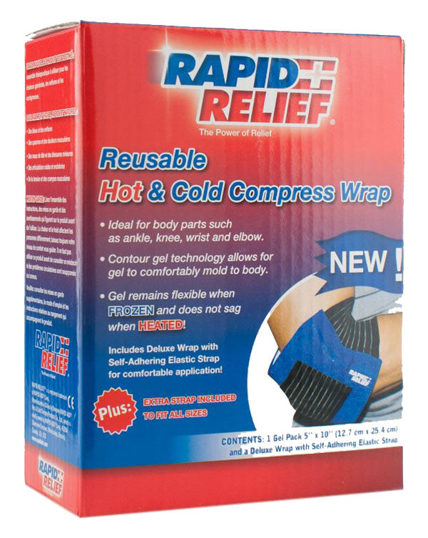 Rapid Relief Universal Reusable Hot/Cold Compress Wrap 5"X 10"