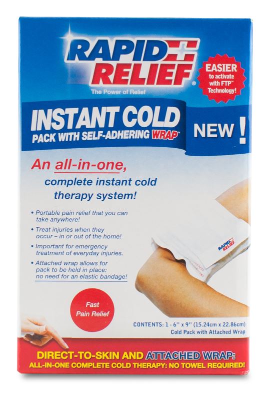 Rapid Relief Instant Cold Pack with Self Adhering Wrap 5"X9"