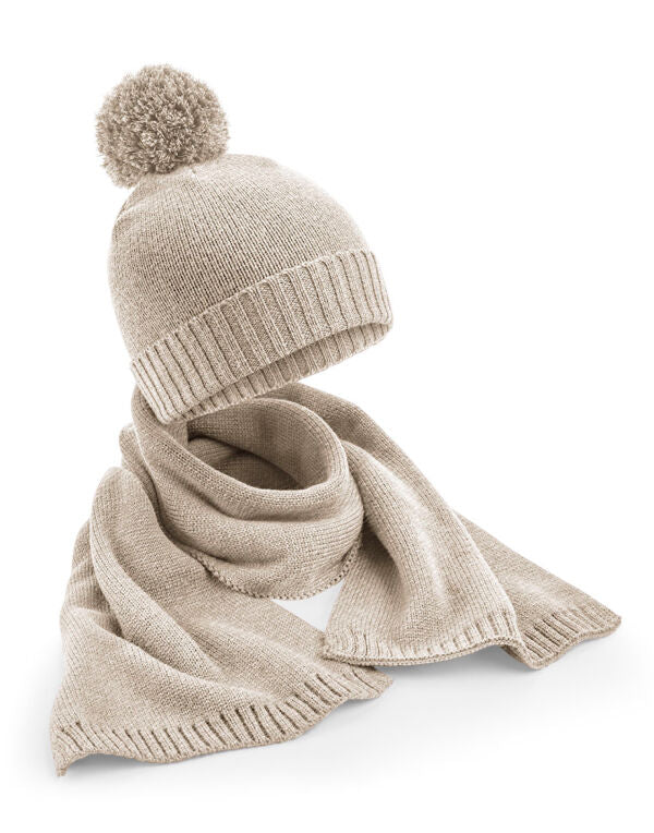 Beechfield Knitted Scarf&Beanie Gift Set