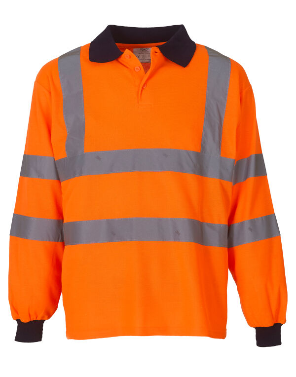 Yoko Hi-Vis 2 Band Long Sleeve Polo