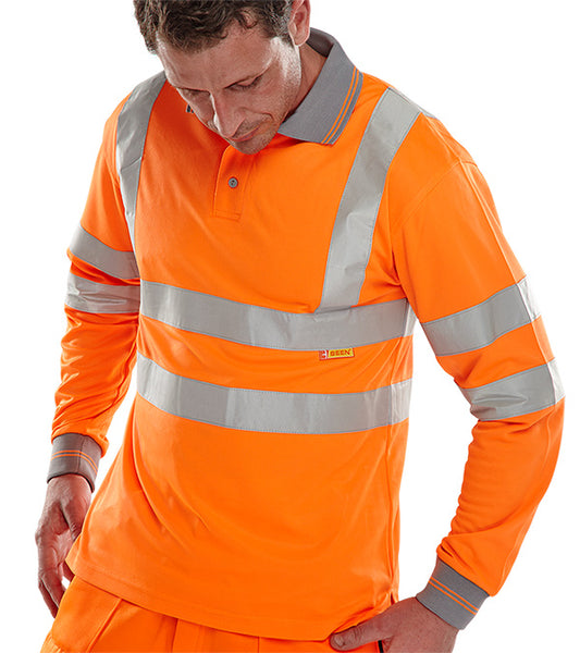Beeswift Long Sleeve Hi-Vis Polo Shirt