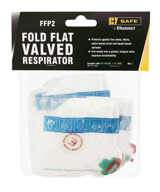 FFP2V FOLD FLAT VALVED RESPIRATOR 5 PACK