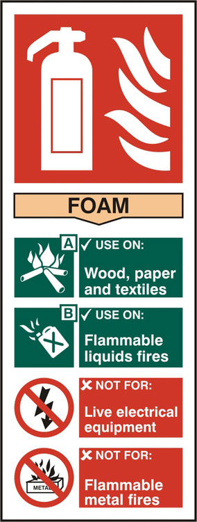 Beeswift Fire Extinguisher Foam Sign Self Adhesive
