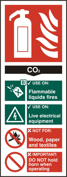 Beeswift Fire Extinguisher CO2 Sign Self Adhesive