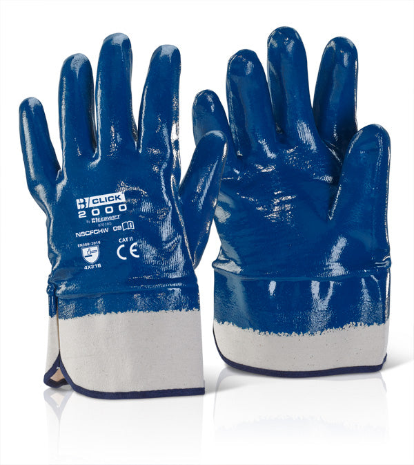 Beeswift Nitrile Safety Cuff Fully Coated Heavy Weight Gloves