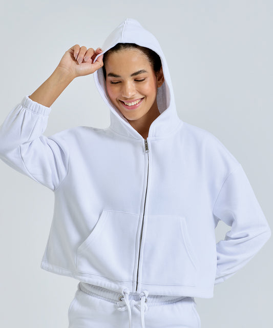 Women's TriDri® recycled cropped oversize full-zip hoodie