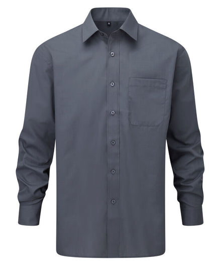 Russell Collection Men LS Classic Poplin