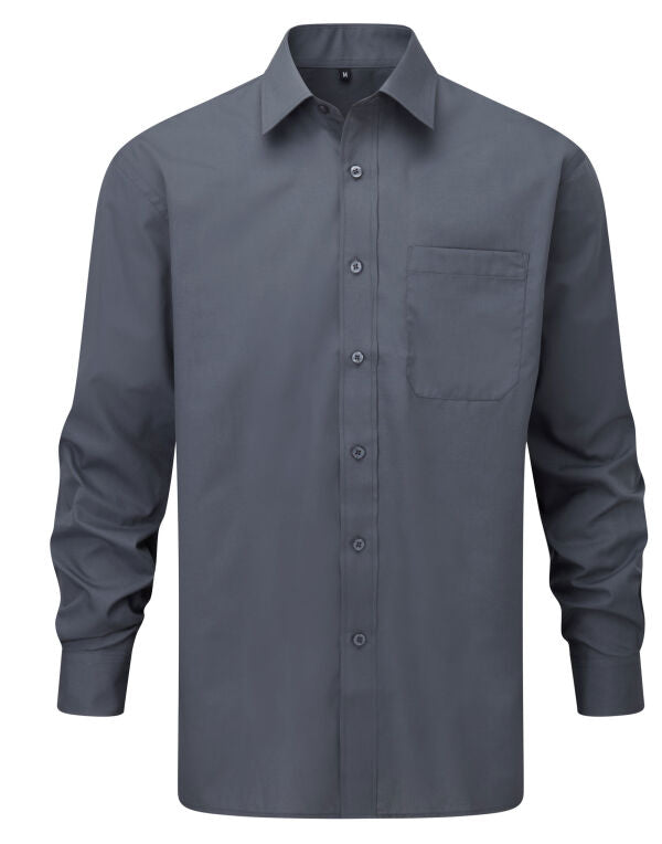 Russell Collection Men LS Classic Poplin
